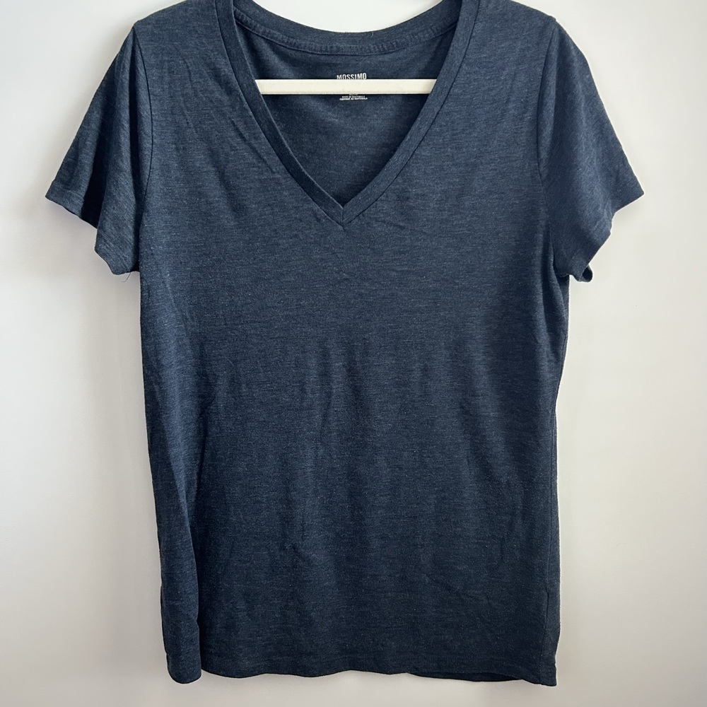 Black V Neck Short Sleeve T-Shirt Size XL
